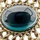 vintage oval gold BROOCH faux blue gemstone center jewelry pin