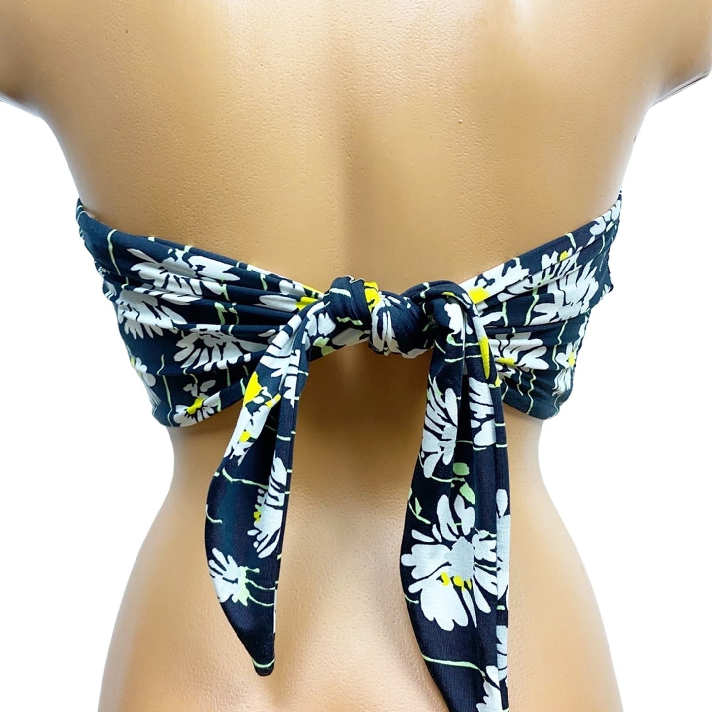 TOPSHOP black yellow white Shirred Floral Print Bandeau TOP size 6 small NWT $26