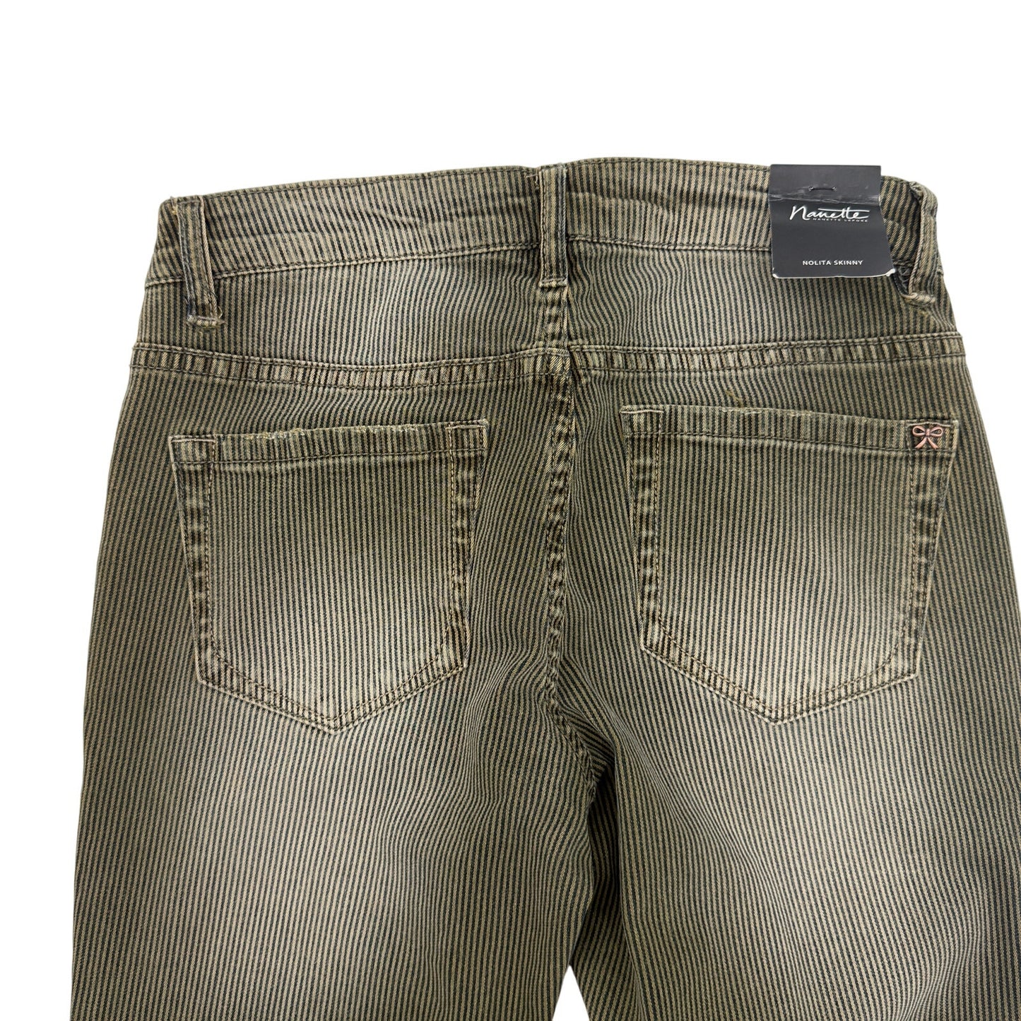 Nanette Lepore olive green black striped Jeans Nolita Skinny pants women's 2 new