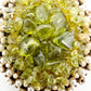 vintage faux pearls gold green stones BROOCH floral jewelry pin