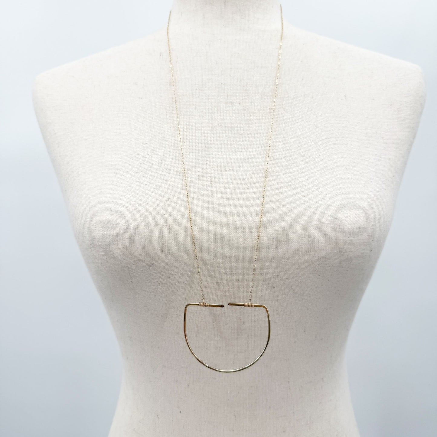 Anthropologie gold long dainty chain Half Moon Pendant Necklace fashion jewelry