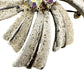 vintage silver & white rhinestones flower BROOCH floral pinwheel jewelry pin