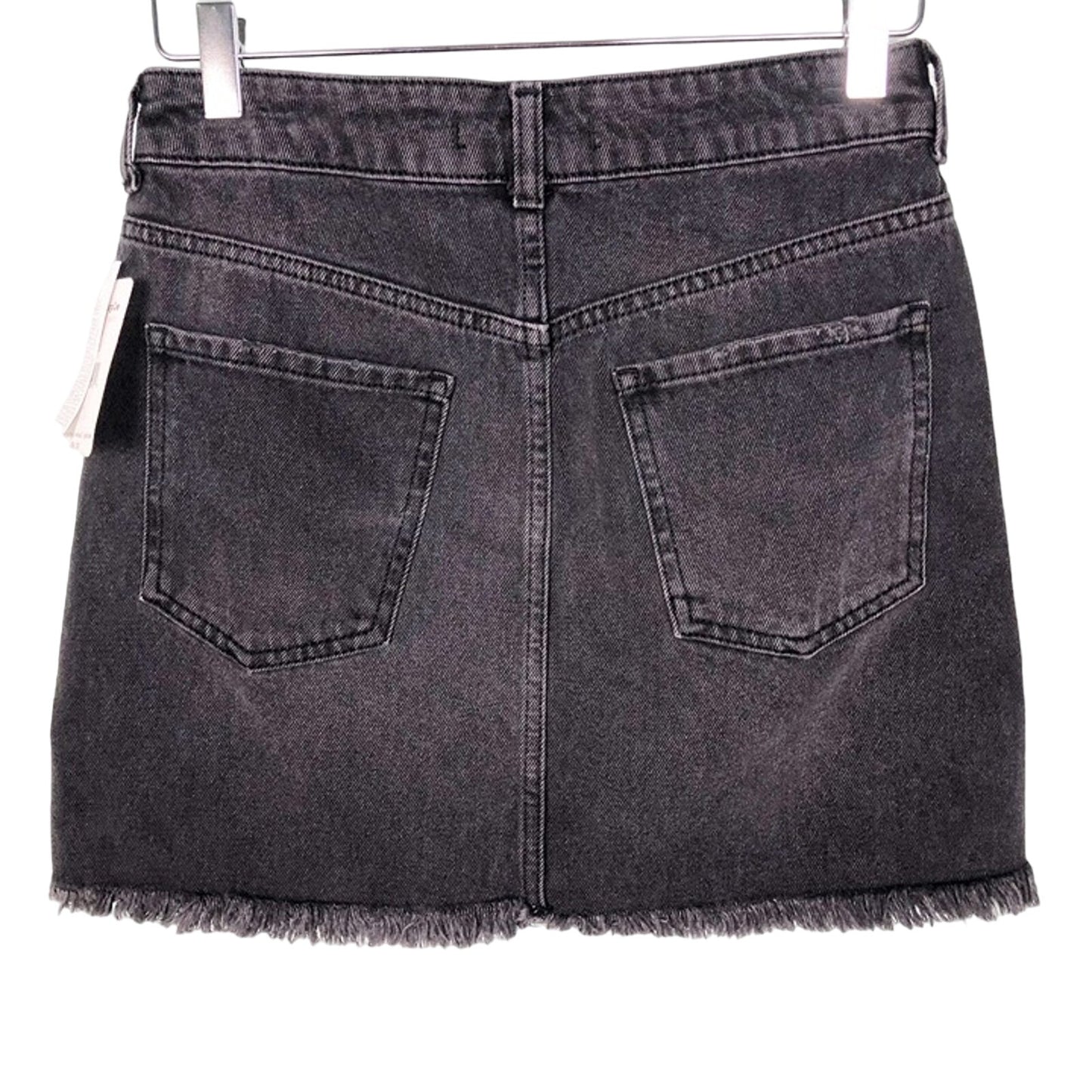 Free People black denim mini SKIRT embellished rhinestones size 2 small NEW $88
