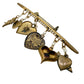 vintage antique gold & faux pearls Bar BROOCH hearts cupid jewelry pin