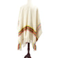 Free People ivory yellow green red striped Ruana sweater top fringe poncho OS