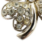 vintage silver & clear rhinestones four leaf clover BROOCH jewelry pin