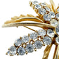vintage Lisner gold & rhinestones starflower flower BROOCH floral jewelry pin