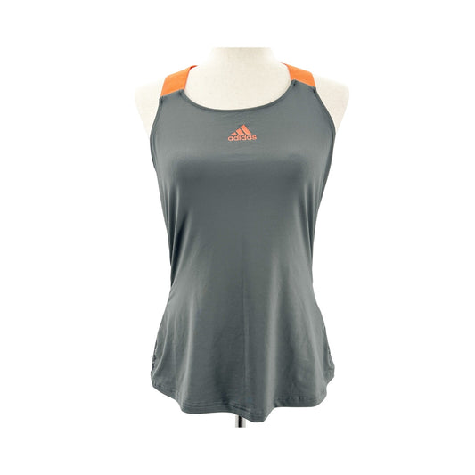 Adidas gray & orange Tank athleisure mesh Top athletic running women's MEDIUM