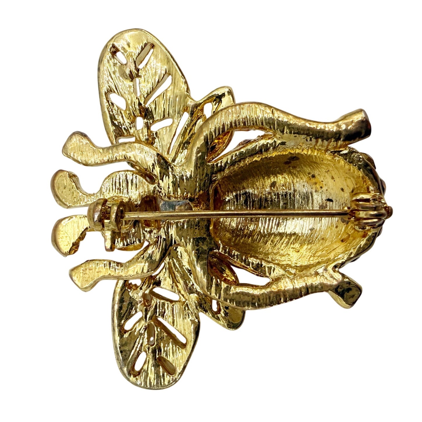 vintage bejeweled gold Bumblebee Bug BROOCH insect jewelry pin rhinestones