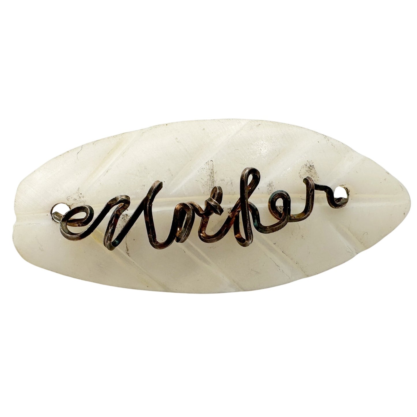 vintage script wire "Mother" of Pearl BROOCH jewelry pin