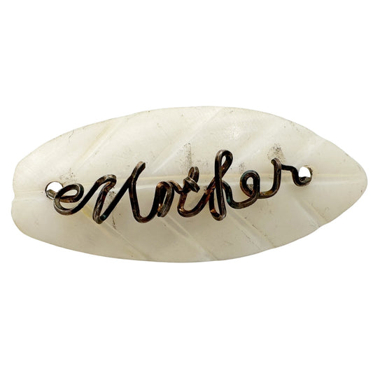 vintage script wire "Mother" of Pearl BROOCH jewelry pin