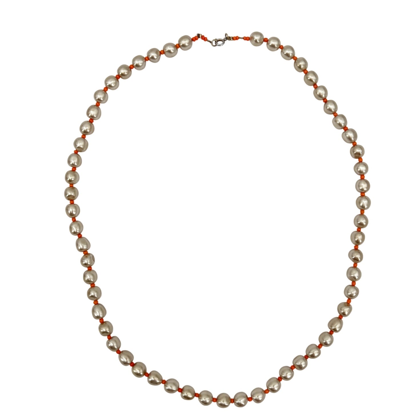 vintage strand gold & orange beads Beaded Necklace costume jewelry