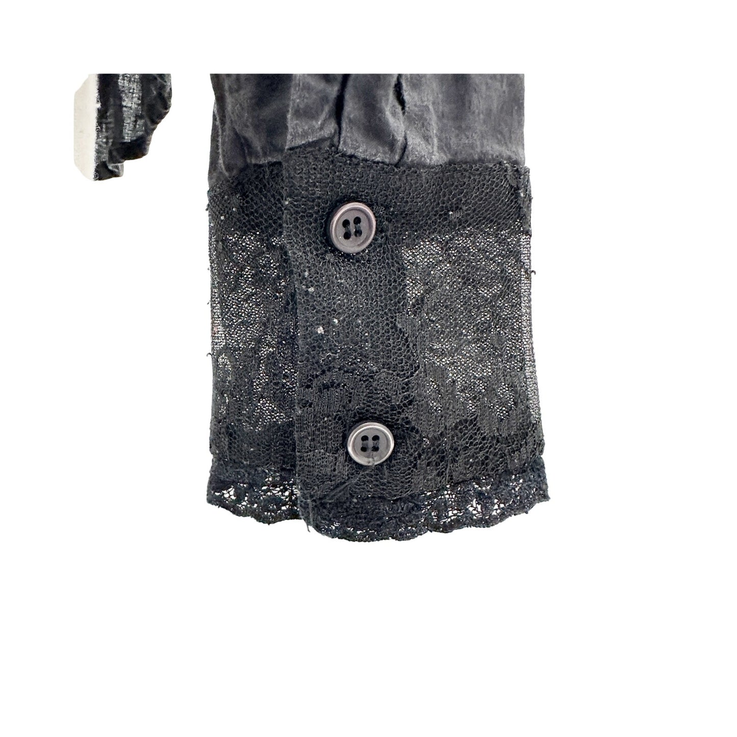 Allen B. Schwartz black lace Blouse Top women's MEDIUM long sleeves button down