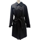 London Fog black belted Trench Coat women's 1X removable hood jacket outerwear