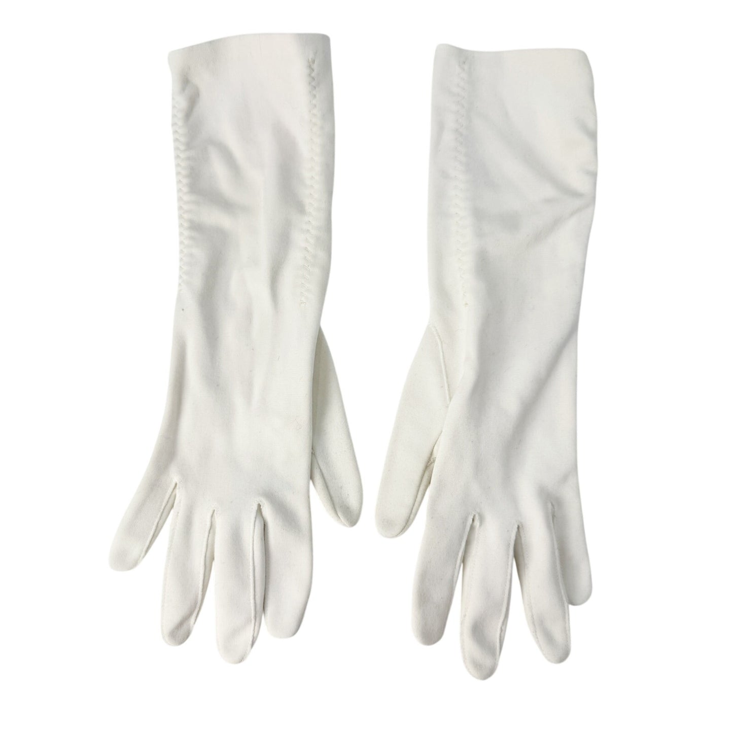 vintage white Fashion Dress Gloves women's S / M small medium mid arm length