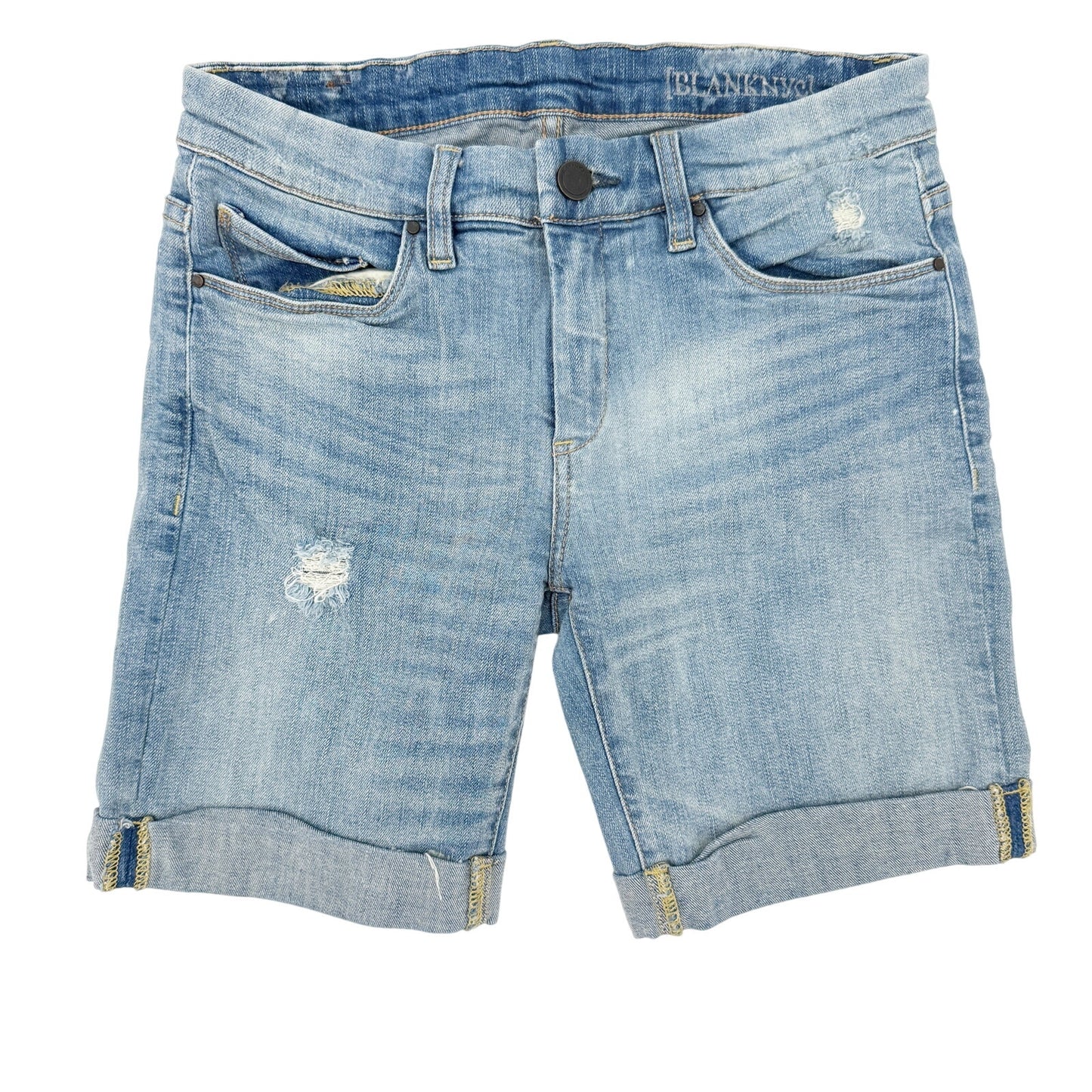 Blank NYC distressed blue denim cuffed Shorts women's 25 small stretch fabric