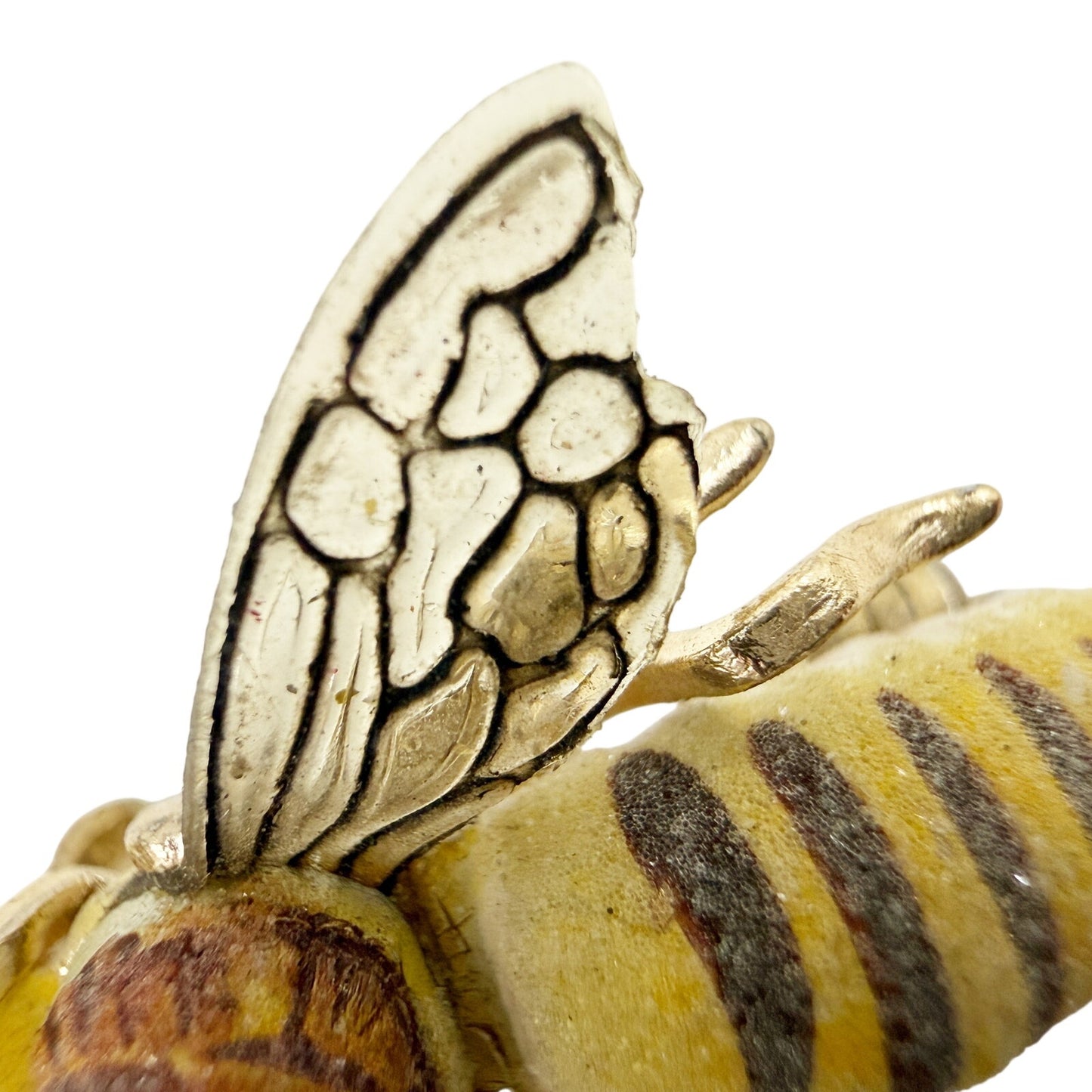 vintage brown & yellow gold Wasp Brooch flying insect jewelry pin made in Korea