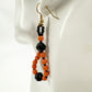 handmade orange &. black beaded EARRINGS jewelry NEW made w/ vintage beads