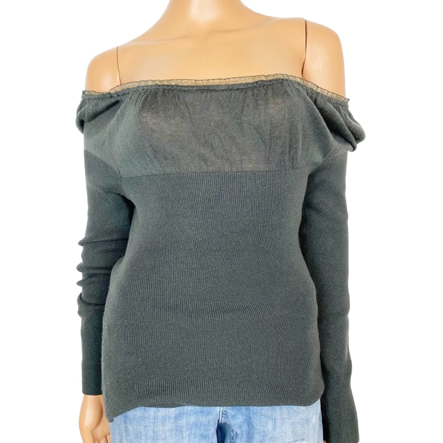 Ivy Jane dark gray fitted sweater top women's S small designer sample
