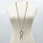 antique gold metal chain link Beaded Necklace iridescent beads fashion jewelry