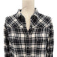 JACHS Girlfriend black white Bea Light Flannel Plaid Snap Front Shirt MEDIUM top