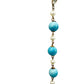 vintage gold chain Necklace faux pearls turquoise blue beads costume jewelry
