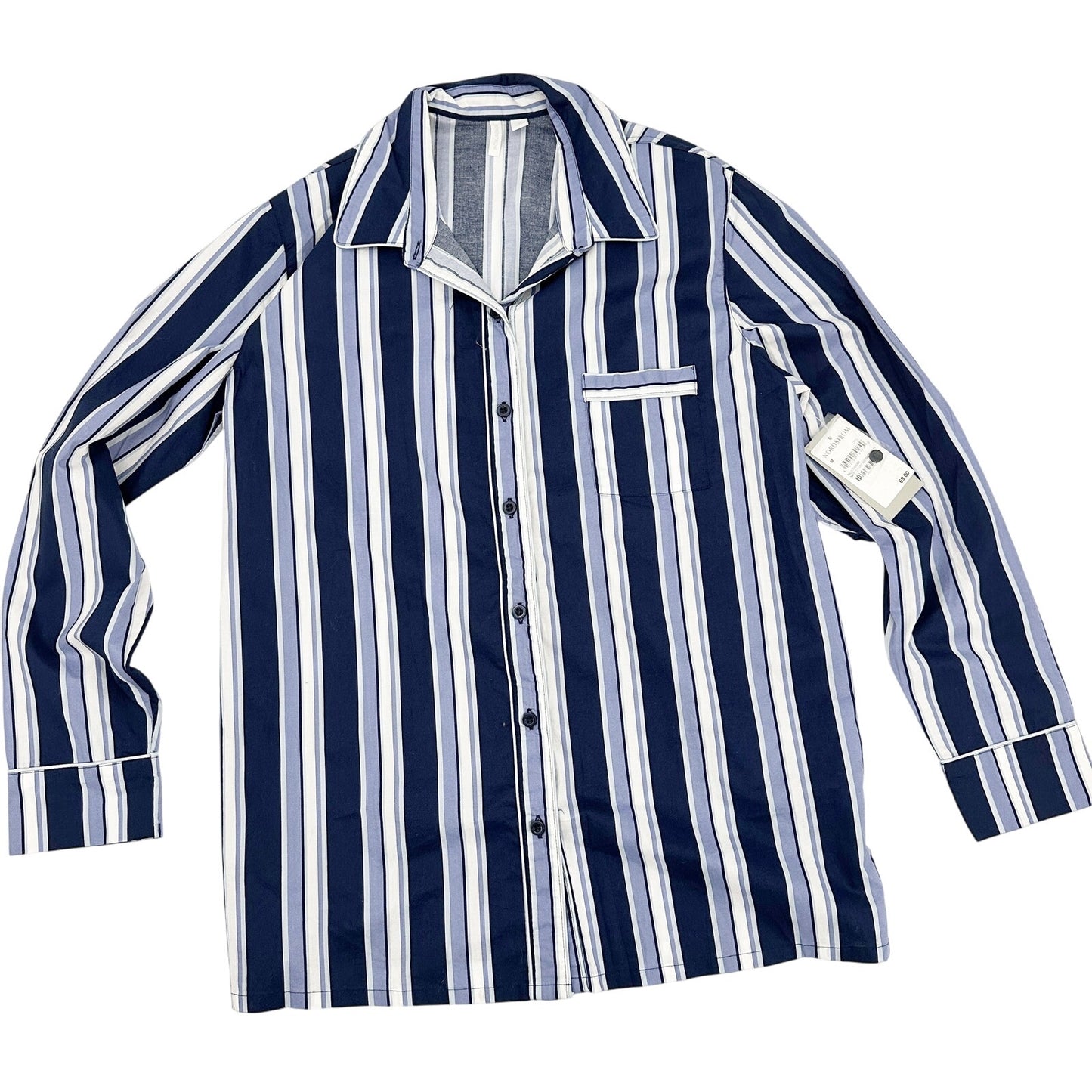 NEW blue & white striped Pajamas Set shirt long pants Nordstrom women's MEDIUM