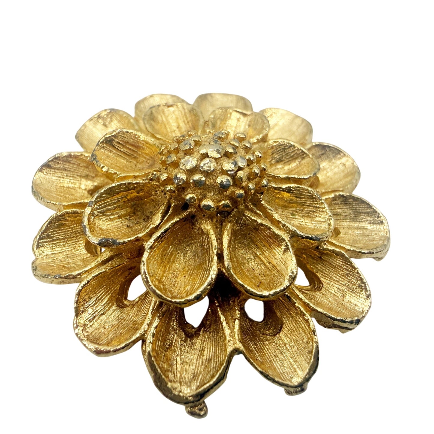 vintage gold tone metal Flower Clip floral costume jewelry scarf fur dress shoes