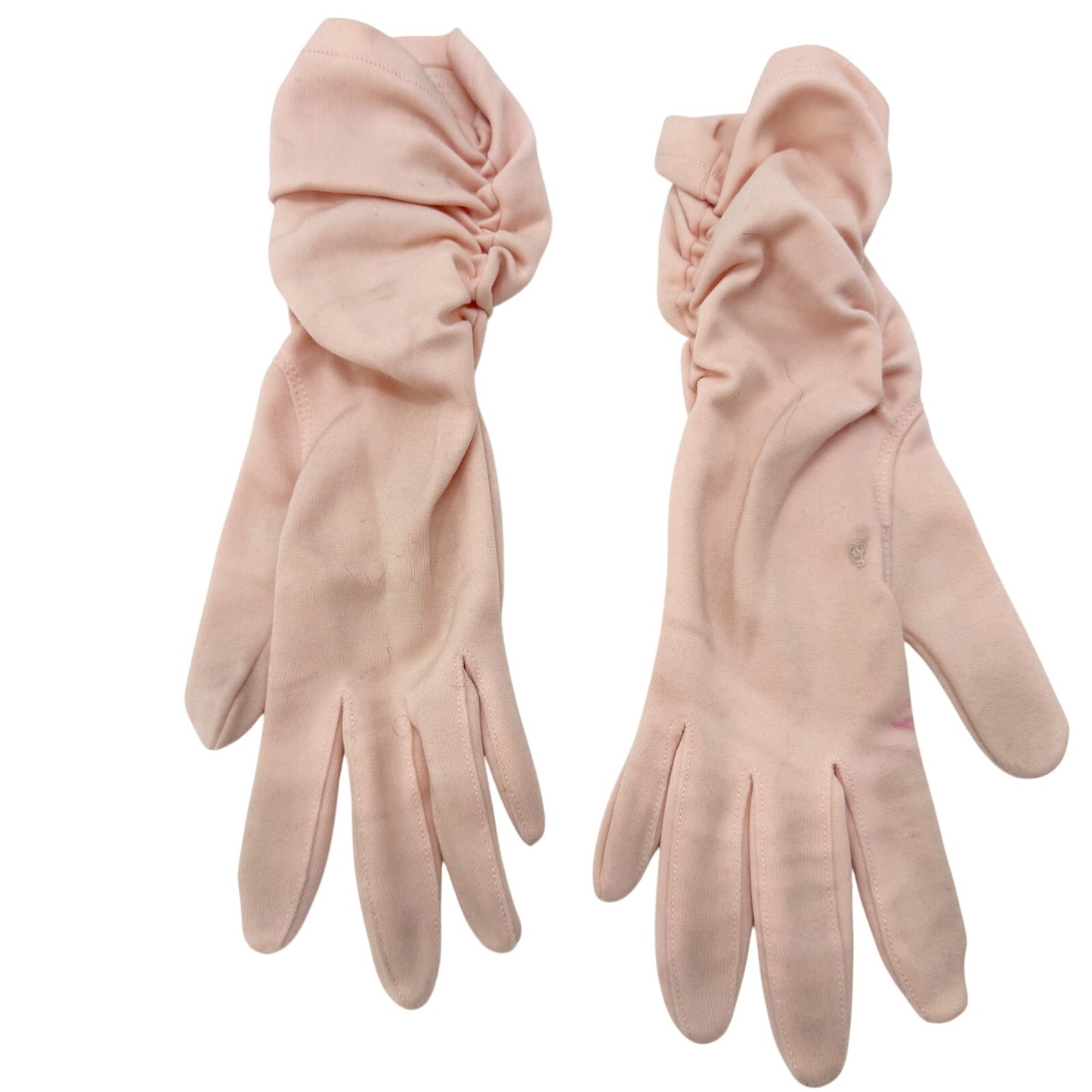 vintage pink Ruched Gloves women's SMALL formal evening mid-length