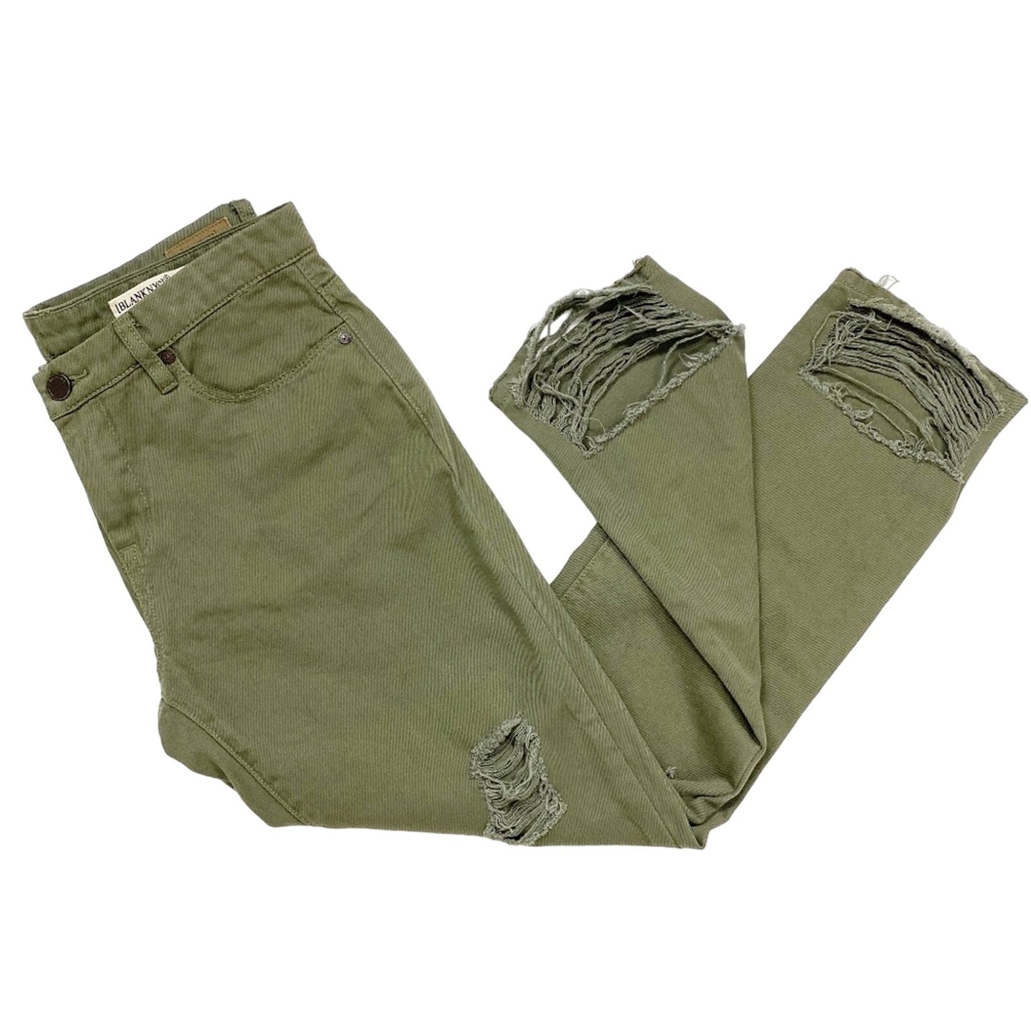 Blank NYC olive green Cropped Girlfriend distressed Pants jeans 28 women's NEW