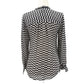J.Crew black & white silk Button-Up Blouse womens 2 top XS geometric houndstooth