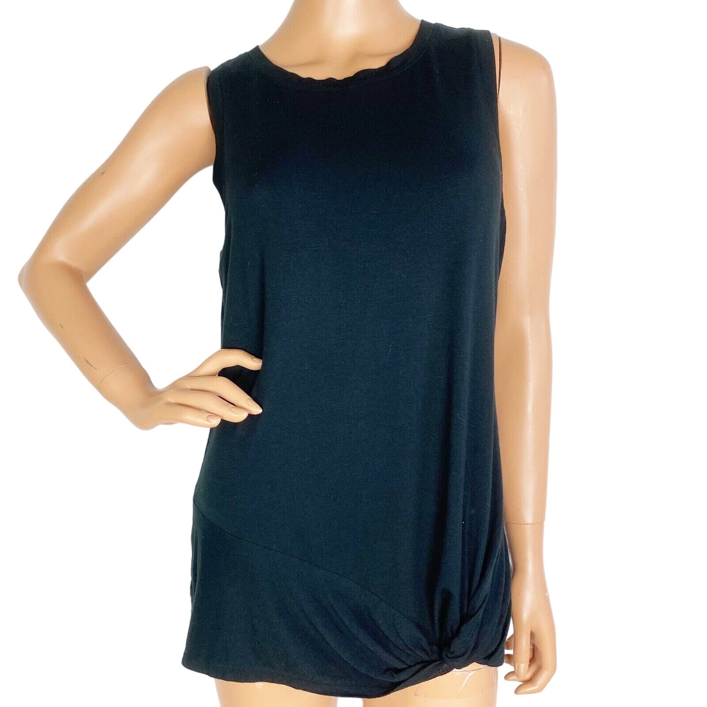 Banana Republic black sleeveless TOP blouse women's M medium knotted hem