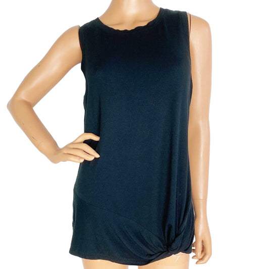 Banana Republic black sleeveless TOP blouse women's M medium knotted hem