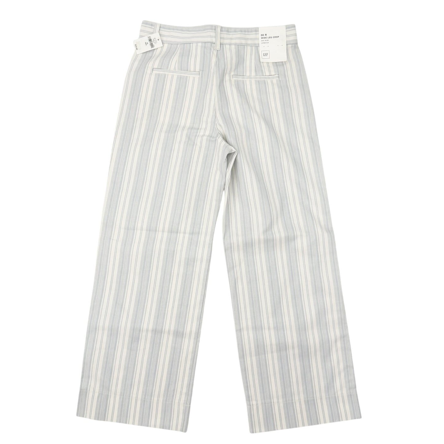 GAP blue & white striped Wide Leg Crop Pants 00 R extra small XXS mid rise NEW