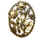 vintage gold metal faux pearls & rhinestones flower BROOCH floral jewelry pin