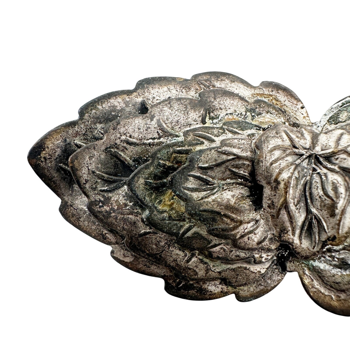 vintage silver tone metal leaf BROOCH cabbage leaves jewelry pin