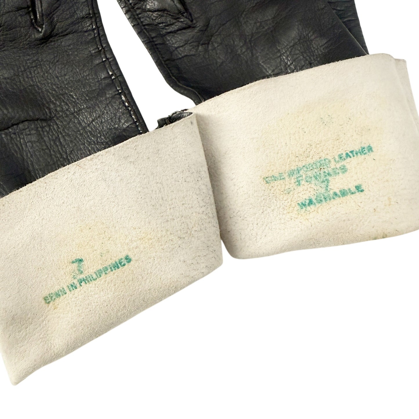 vintage Fownes black leather Fashion Dress Gloves womens 7 small medium washable