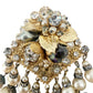 vintage Eugene gold & cascading faux pearls BROOCH floral costume jewelry pin