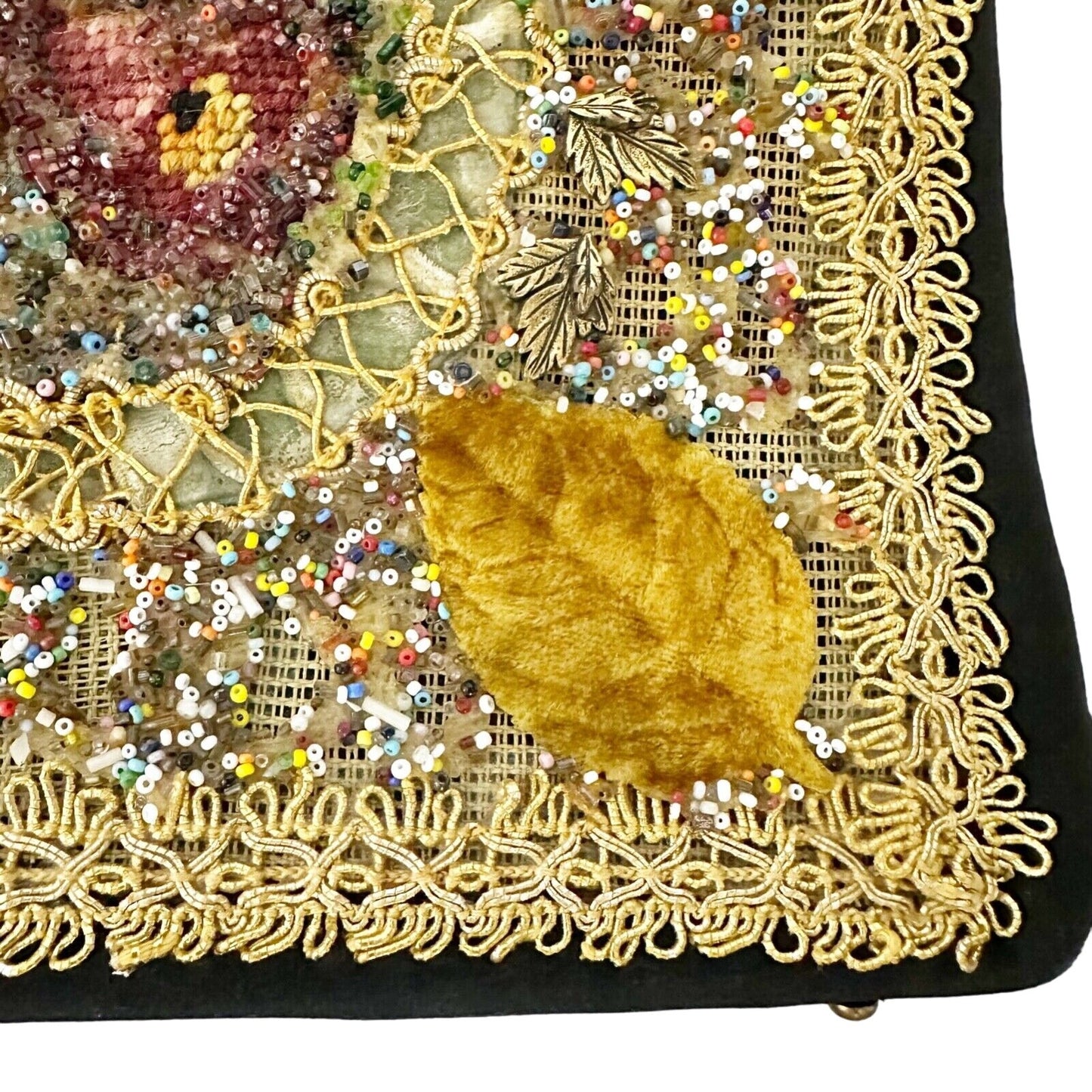 vintage Veldore of Houston embellished Handbag velvet beads needlepoint purse