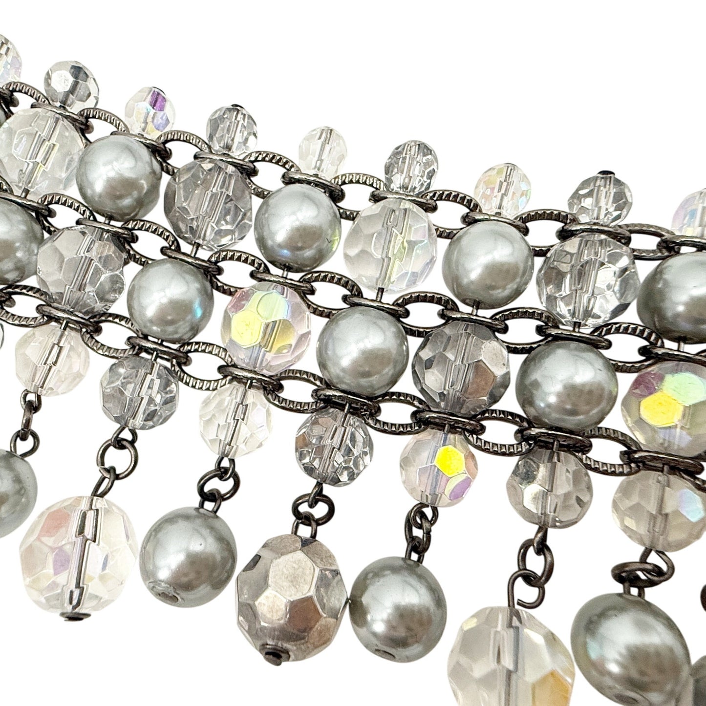 Chico's gray silver & clear beaded Bracelet women's NEW