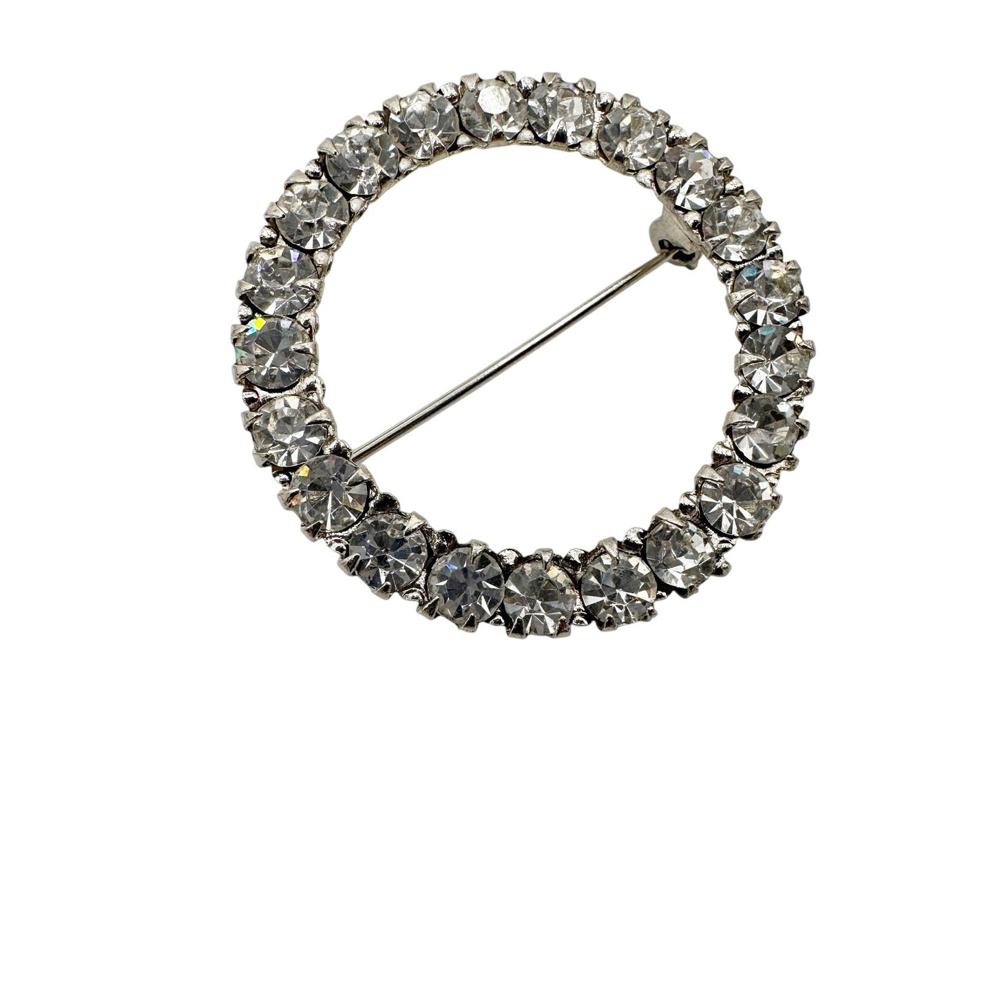vintage circle of rhinestones BROOCH round jewelry pin