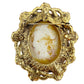 vintage gold painted flower cameo faux pearls BROOCH pendant floral jewelry pin