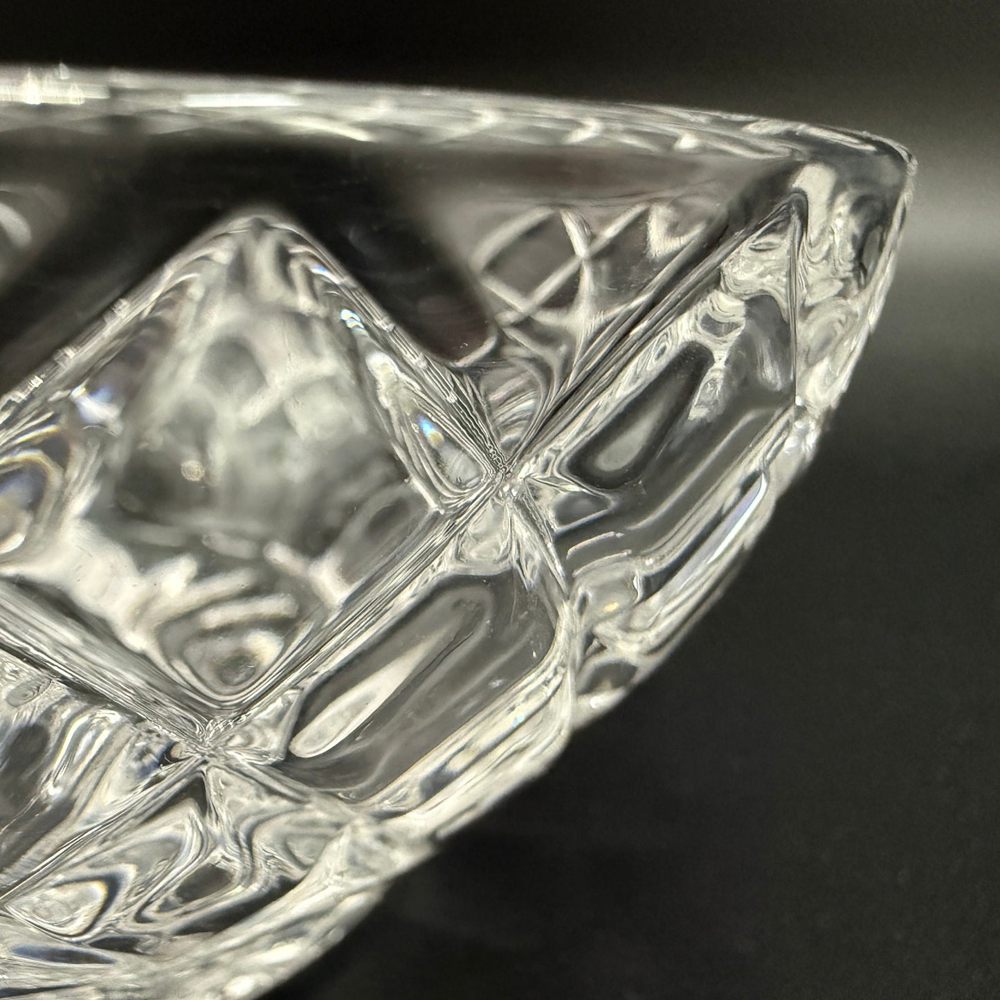 vintage Lenox criss cross cut Diamond 5" Round Bowl clear crystal glass giftware