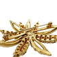 vintage Lisner gold & rhinestones starflower flower BROOCH floral jewelry pin
