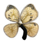 vintage black cream & metallic gold threads Butterfly BROOCH jewelry pin