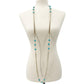 vintage gold chain Necklace faux pearls turquoise blue beads costume jewelry