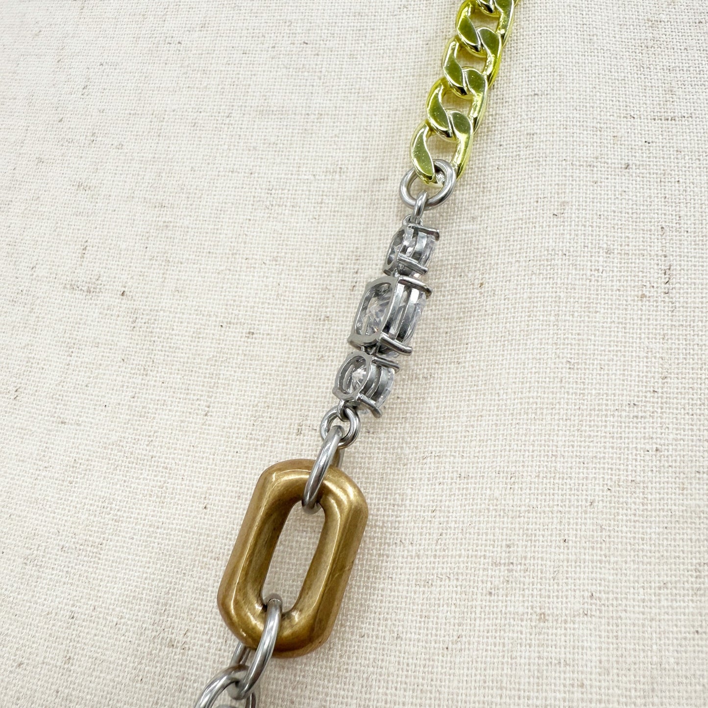 Juicy Couture long multi layer Chain Necklace rhinestones neon beads gold silver