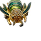 vintage green & gold Bee bumblebee Bug BROOCH insect costume jewelry pin
