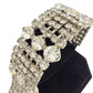 vintage 1" wide Rhinestone Bracelet clear iridescent rhinestones costume jewelry