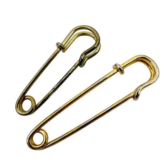 vintage pair of gold tone metal Diaper Pin BROOCH jewelry pins